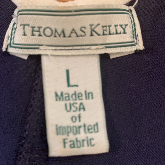 THOMAS KELLY ~Size L~Classic Navy & White Trim Stretch Top ~ - Picture 3 of 14
